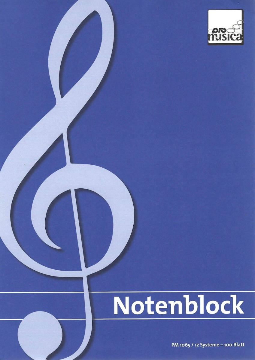 Notenblock A4 12 Systeme, 100 Blatt